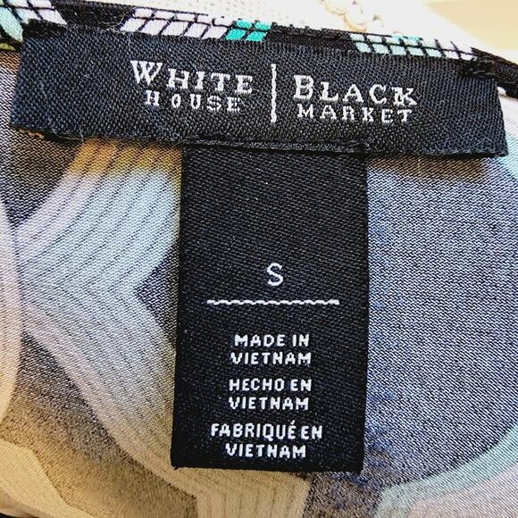 WHITE HOUSE BLACK MARKET GEOMETRIC TEAL/BLACK SHIFT DRESS SIZE SMALL - Picture 4 of 7